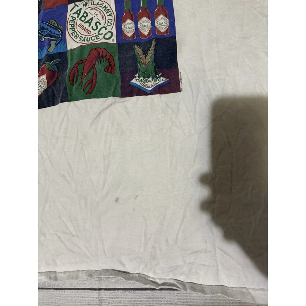 Vintage 90s Tabasco Hot Sauce Graphic T Shirt Rare Design Size 2XL XXL Defects - Picture 8 of 8